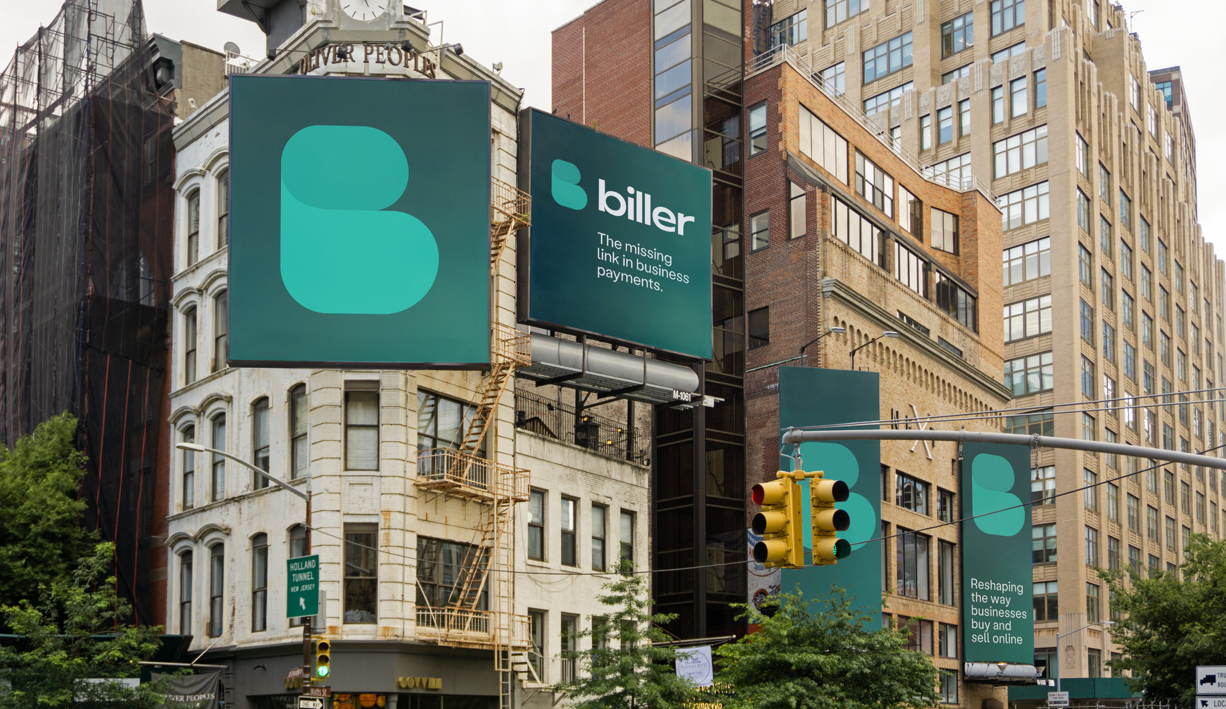 Header image with billboards of the biller logo